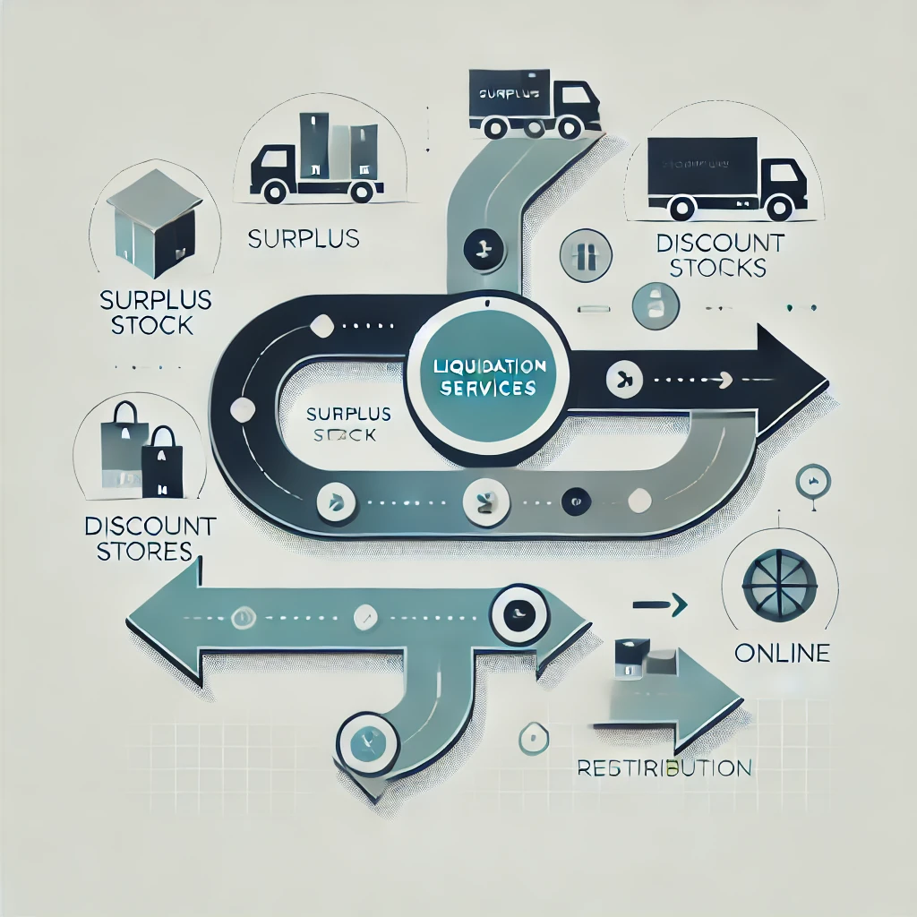 DALL·E 2025-01-10 20.23.03 - A minimalistic and clean illustration representing liquidation services. The design includes simple abstract shapes to symbolize inventory as 'Surplus